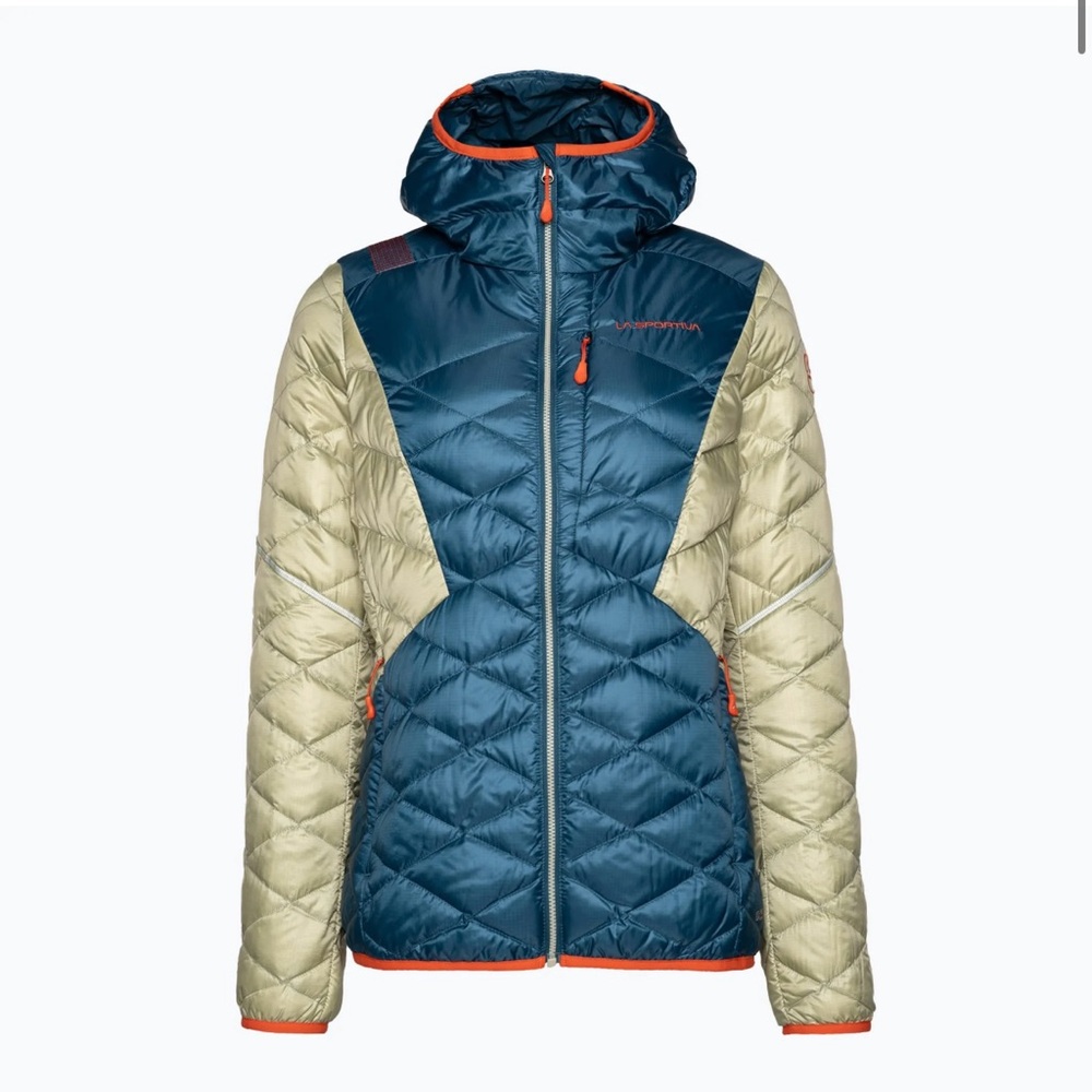NWT La Sportiva Pinnacle Down Jacket Women's Size Large Storm Blue Tea